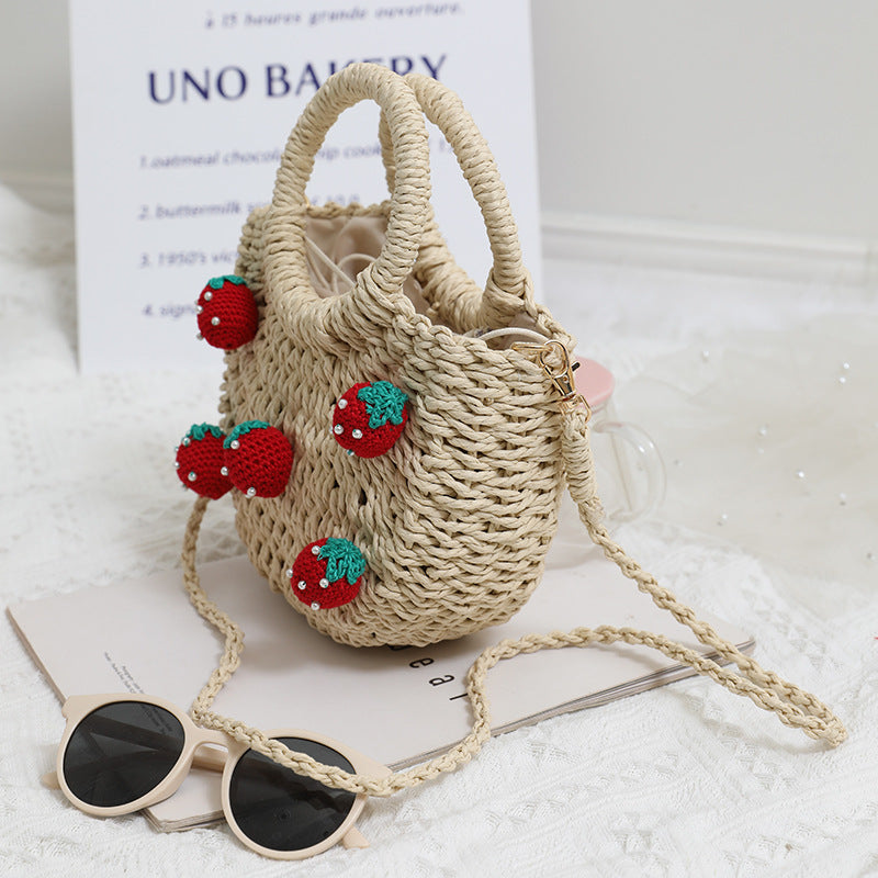 Strawberry Straw Crossbody Cherry Woven Bag