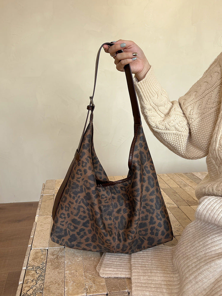Lazy Style Large Capacity Leopard Print Tote Shoulder Bag