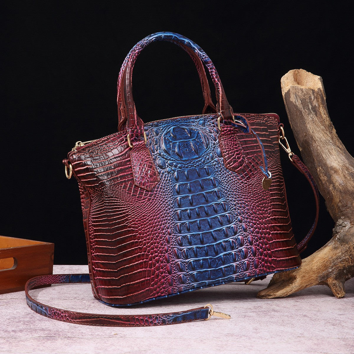 Portable Crossbody Retro Multi-Color Crocodile Pattern Bag