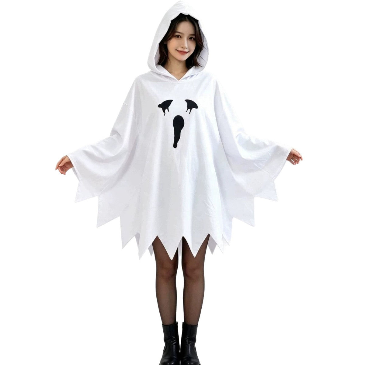 Oversized  Hooded Ghost Halloween Poncho Costume in White or Pink