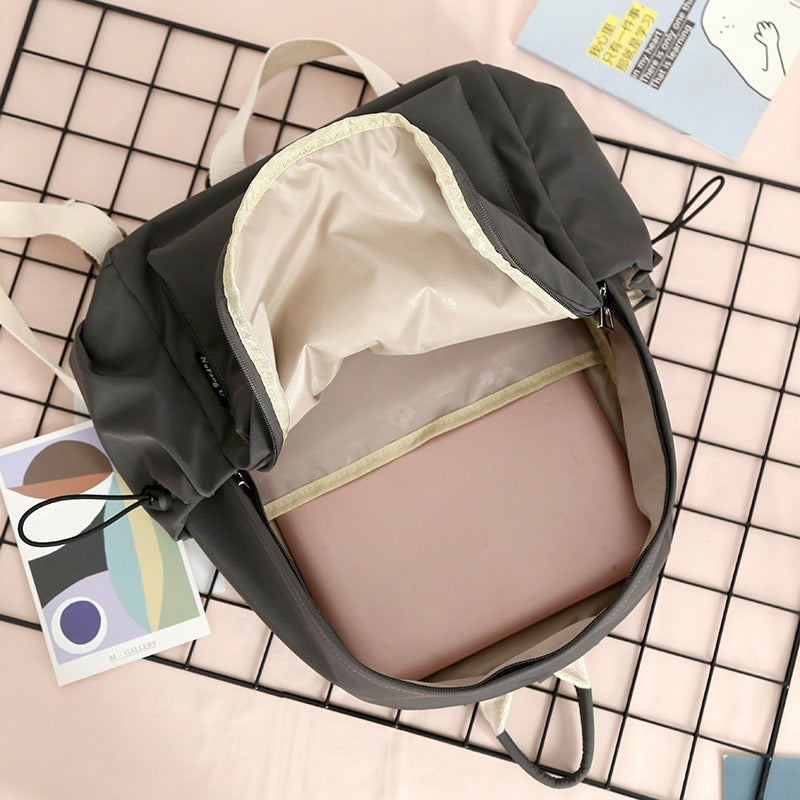 New Forest Style Versatile Simple Solid Color Backpack Women'S Fashion Niche Casual School Bag Large Capacity College Student Backpack