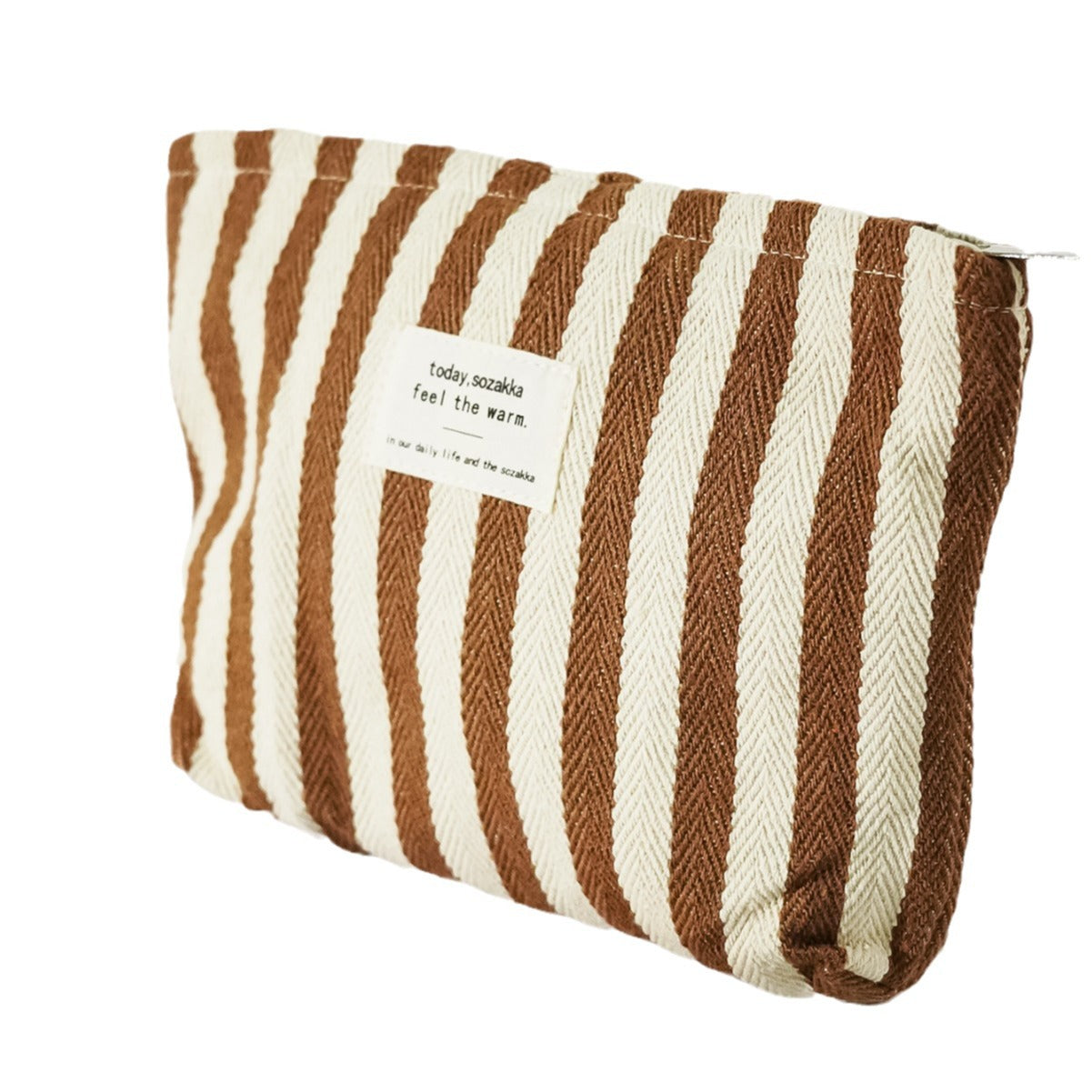 Striped Large Capacity Hand-Held Cosmetic Bag