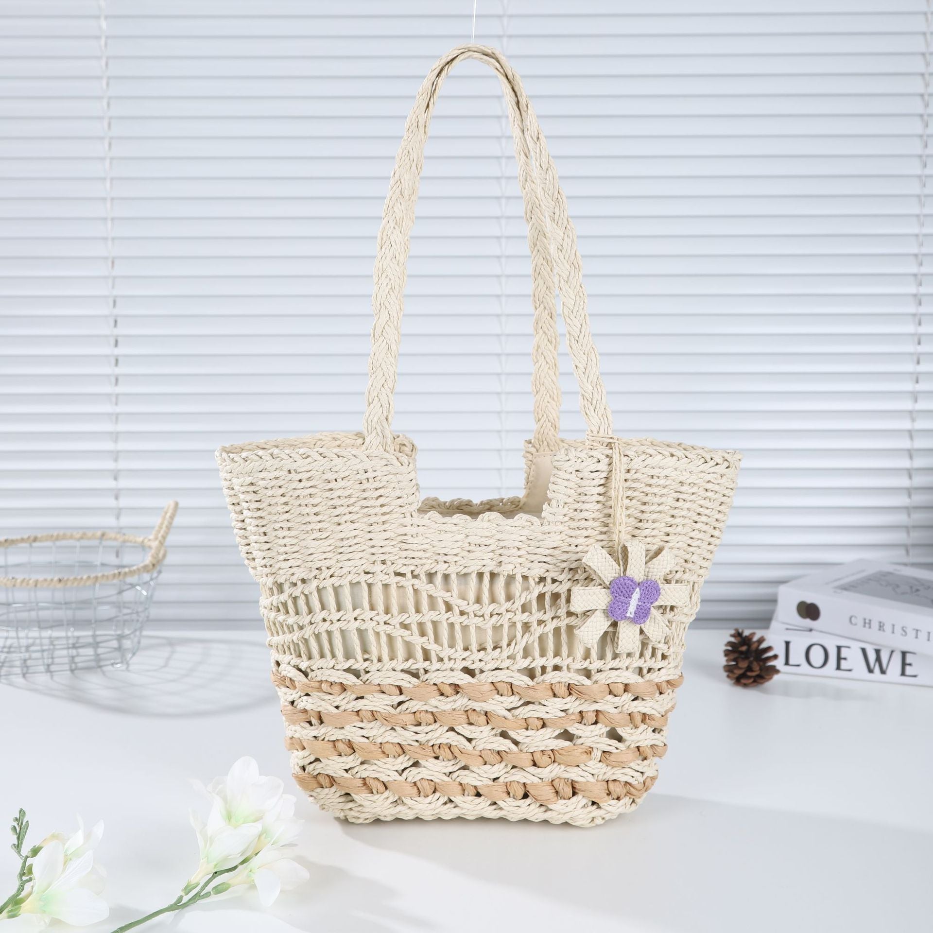 Boho Floral Handwoven Crochet Tote Bag