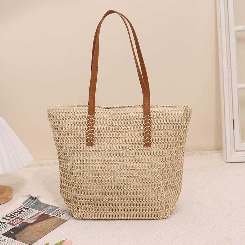 Large Capacity Woven Straw Shoulder Bag