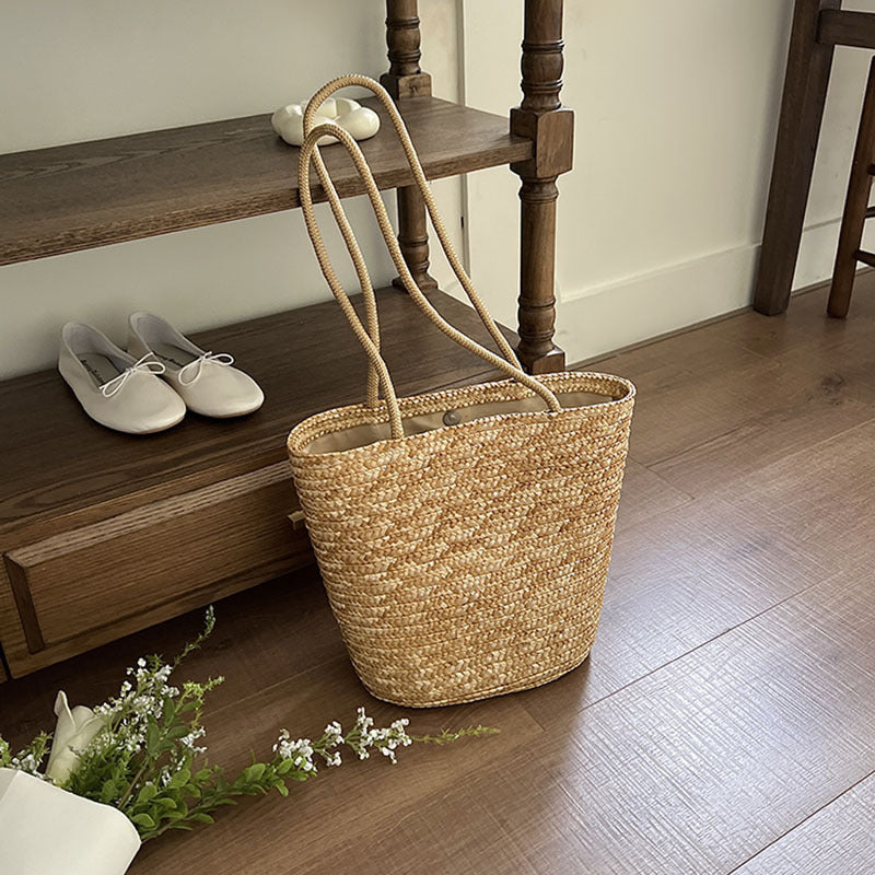 Minimalist Wheat Straw Shoulder Woven New Versatile Beach Bag
