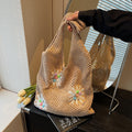 Women New Forest Fresh Hollow Knit Large Artistic Beach Shoulder Bag