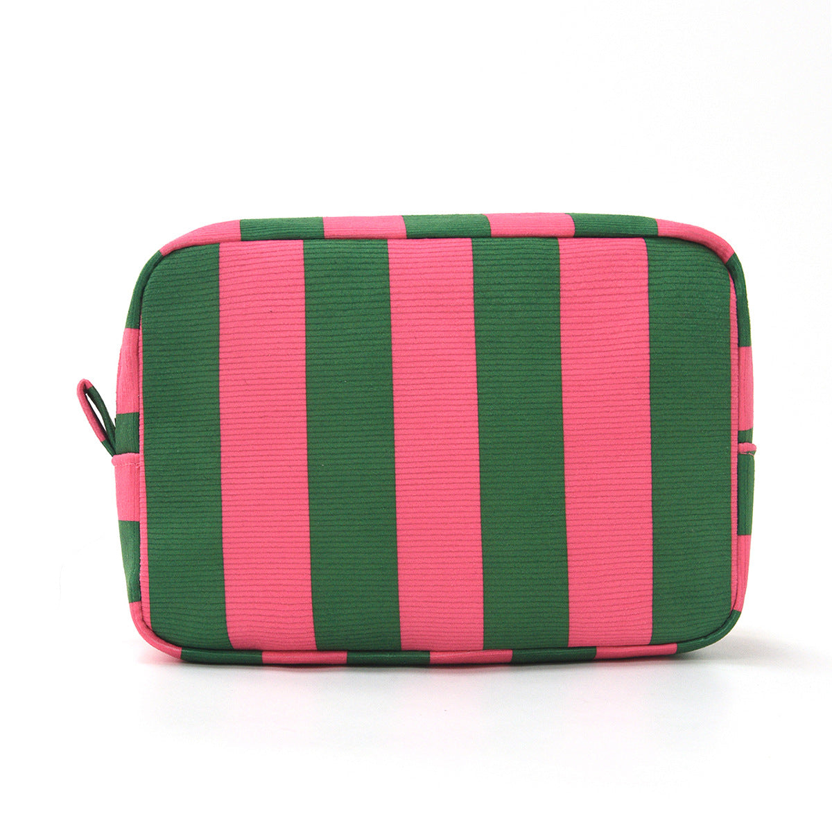 Corduroy Contrast Stripe Vertical Large Opening Octagonal Cosmetic Bag