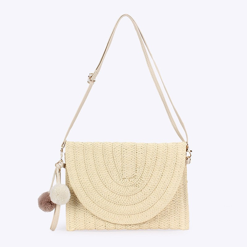 Dropshipping New Style Simple Fashion Handmade Paper Rope Woven Bag Seaside Vacation Beach Bag Daily Casual Women'S Bag