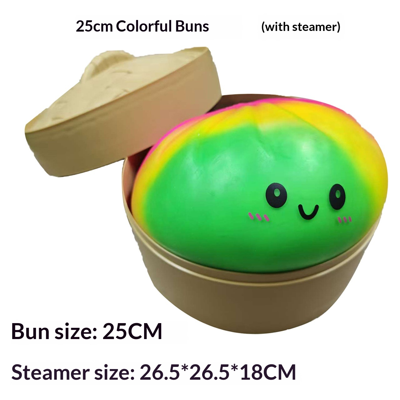 Jumbo Steamed Bun Squishy Toy with Steamer Basket