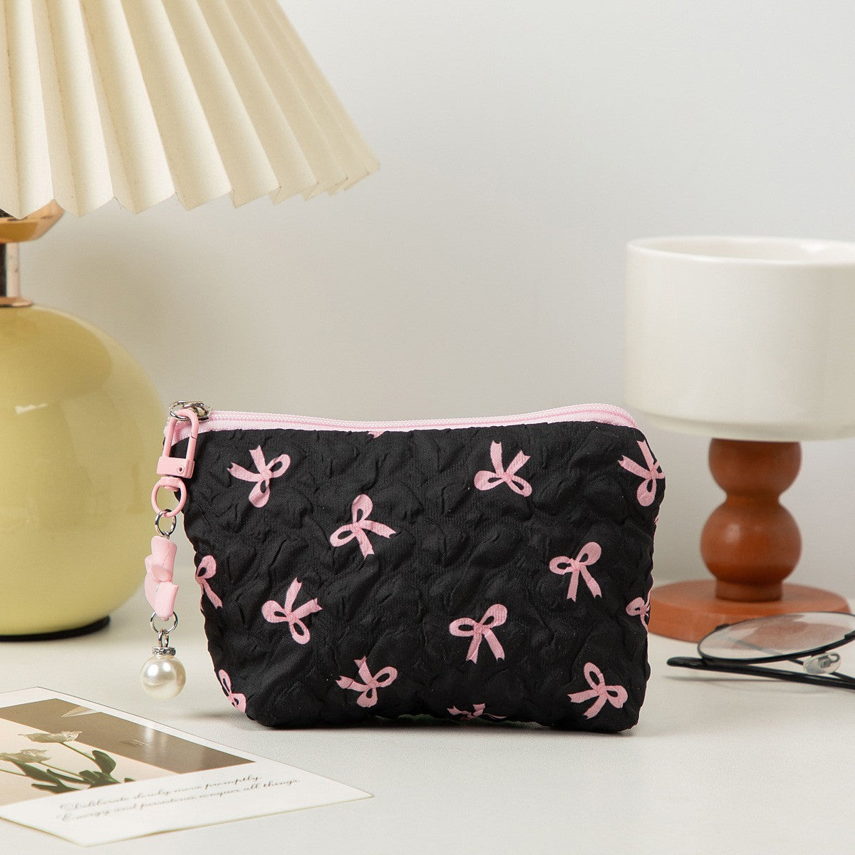 Bow-Knot Hand-Held Large Capacity Cosmetic Travel Toiletry Bag