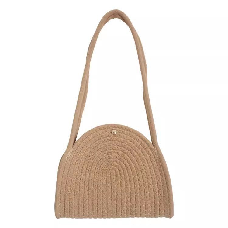 Women Straw 2026 New Cotton Woven Trendy Handheld Shoulder Bag