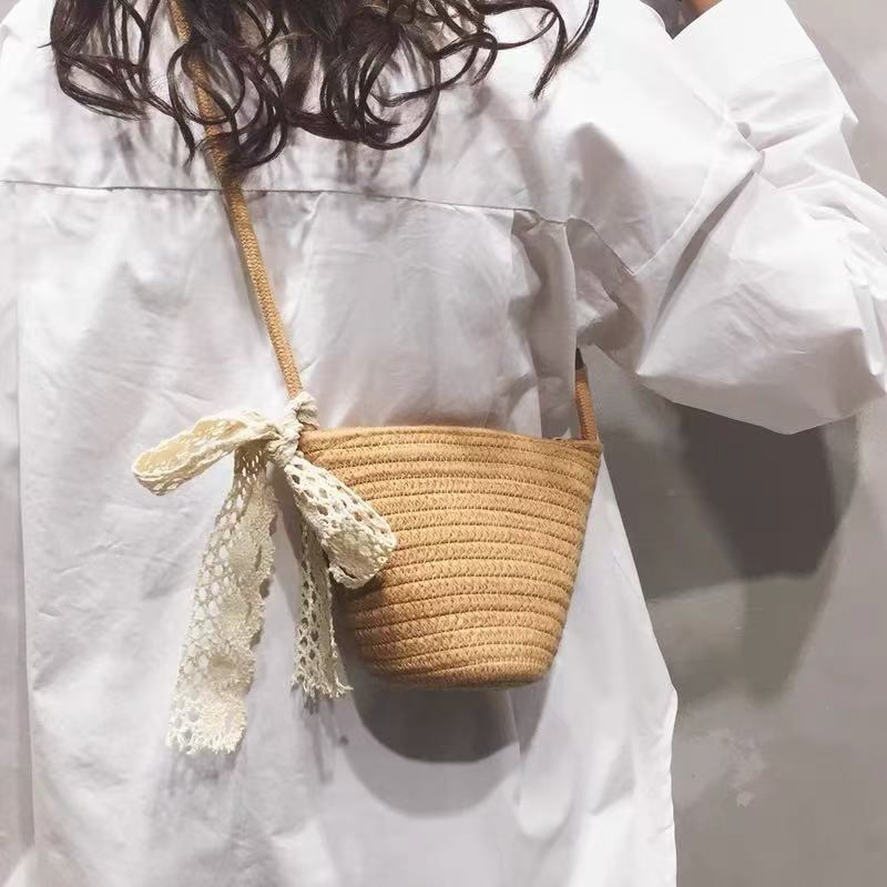 Women Woven Straw 2026 New Trendy Fashion Crossbody Beach Bucket Bag