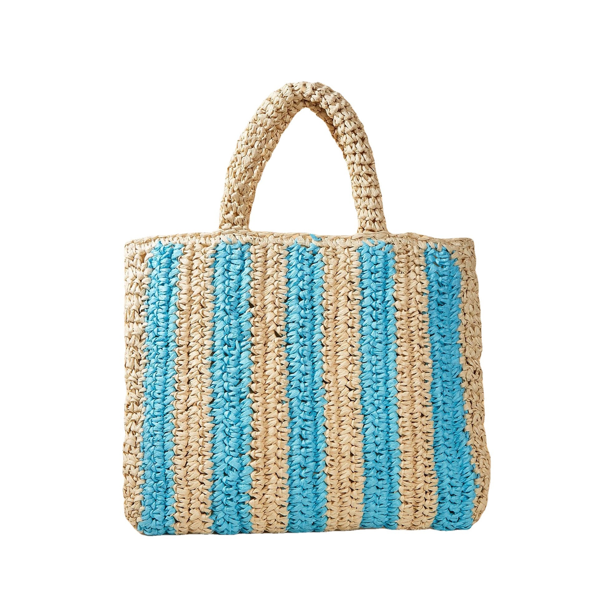 Simple Vertical Stripe Straw Beach Shoulder Bag