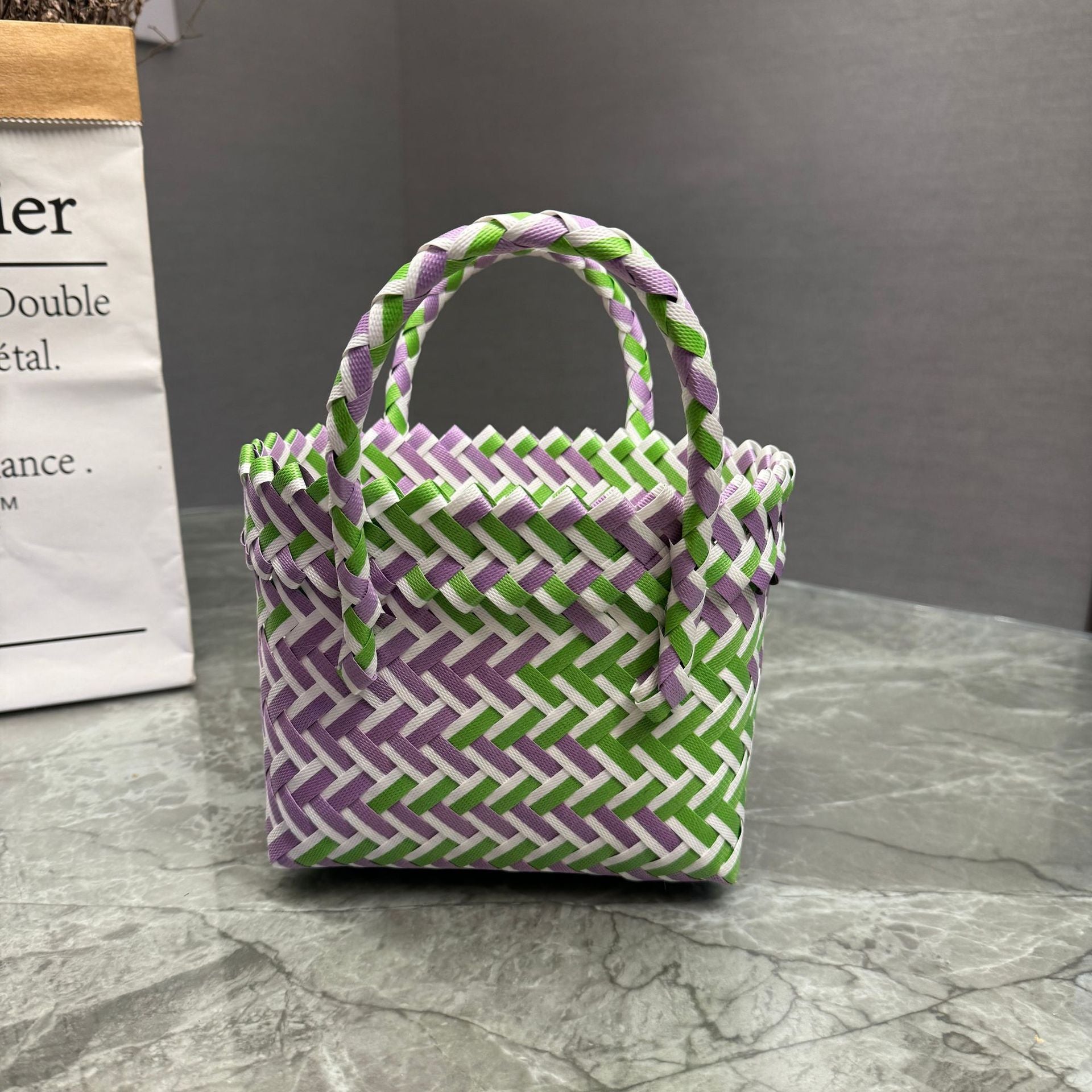 Plastic Woven Beach Basket Bag