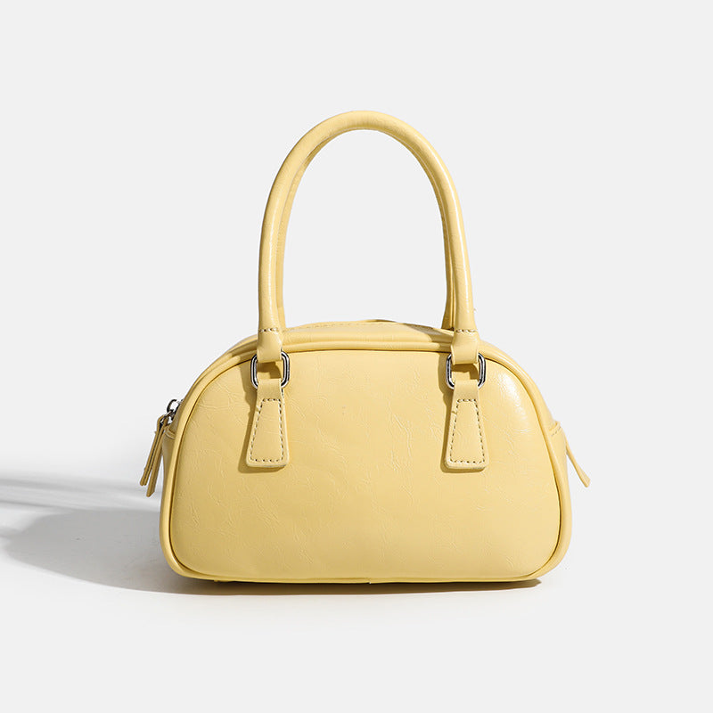 Metallic Mini Silver PU Leather Crossbody Boston Bag