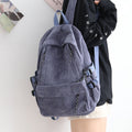 2026 New Corduroy Backpack Female Junior High School Student School Bag Korean Version Versatile College Student Travel Backpack Female