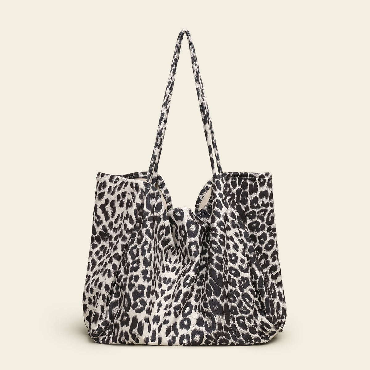 Leopard Print Canvas Large Capacity Tote Bag