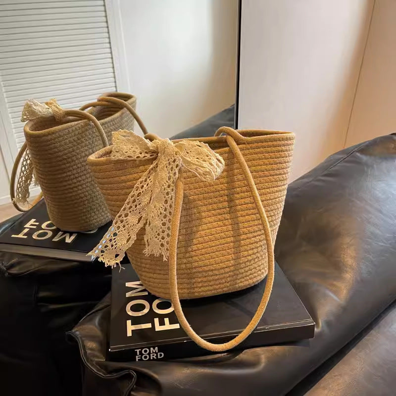Women 2026 New Summer Handheld Shoulder Woven Straw Large Tote Bag