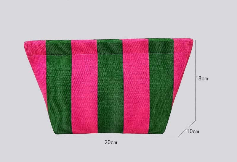 Striped Knitted Wool Cosmetic Clutch Bag