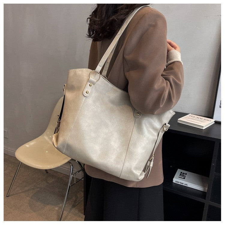 Vintage PU Leather Large Capacity Shoulder Handbag Tote Bag