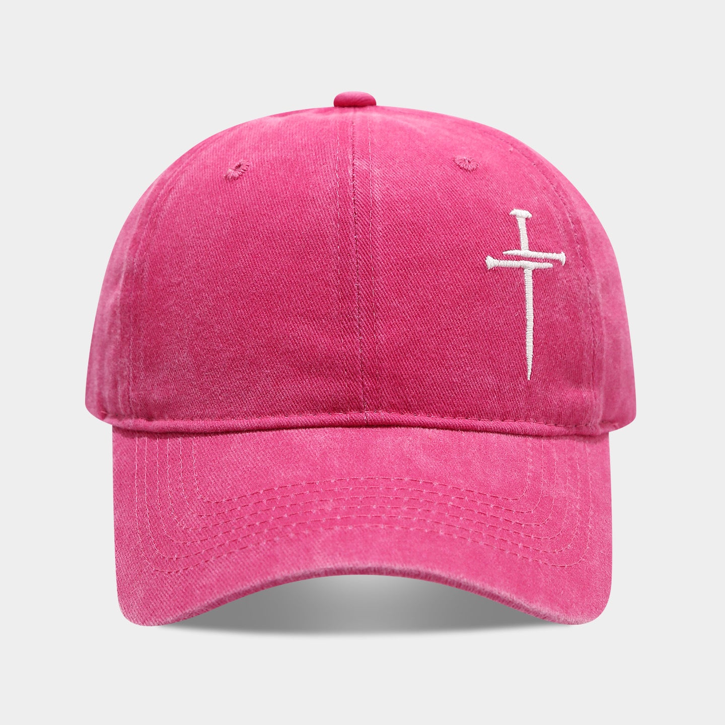 Washed Retro Cotton Embroidered Cross Baseball Cap