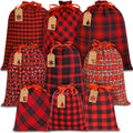 Red Buffalo Plaid Christmas Drawstring Gift Bags