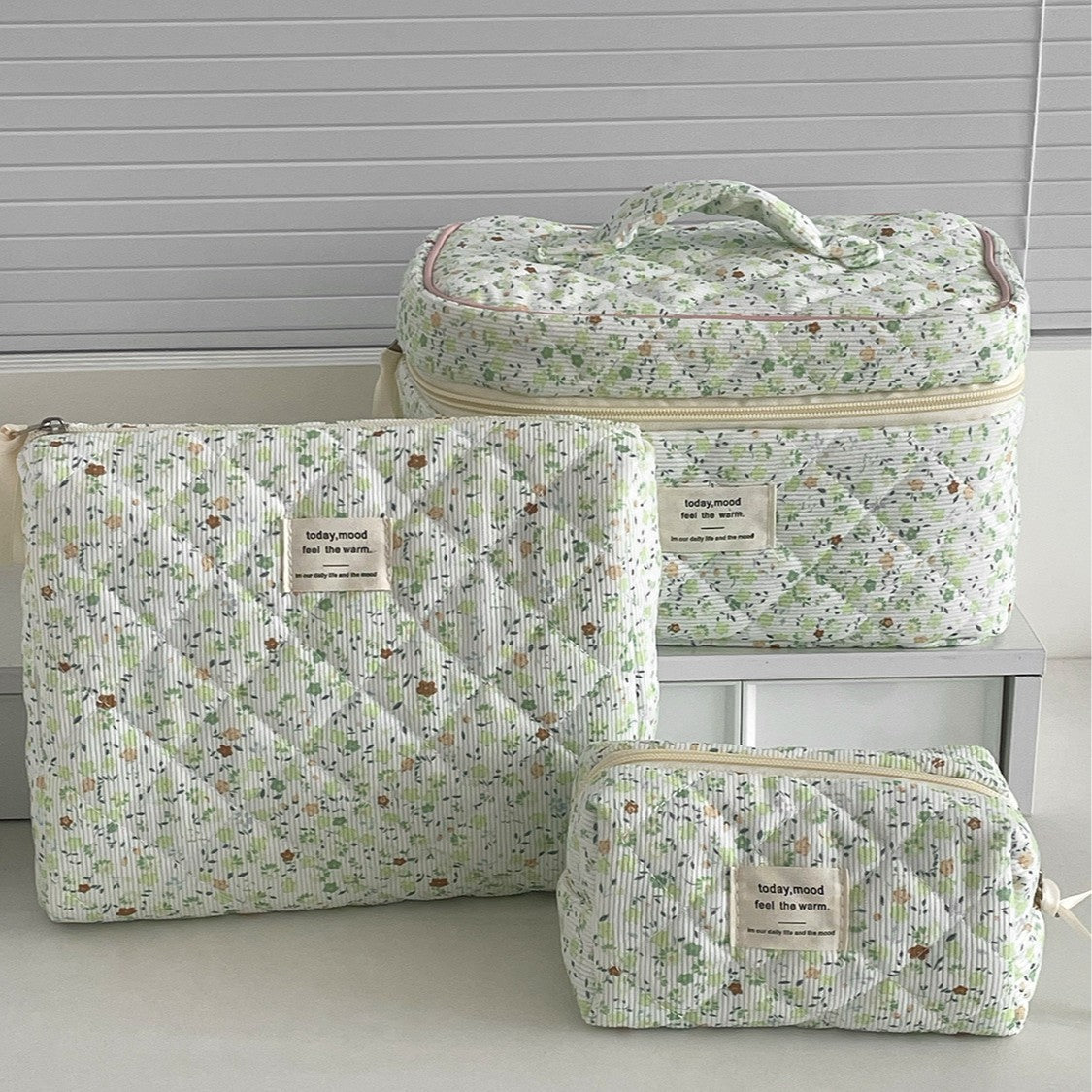 Corduroy All-Over Floral Cosmetic Bag