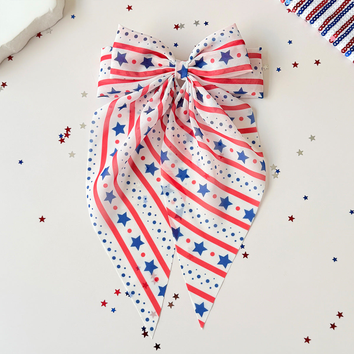 Independence Day Star Stripe Bow Hair Clip