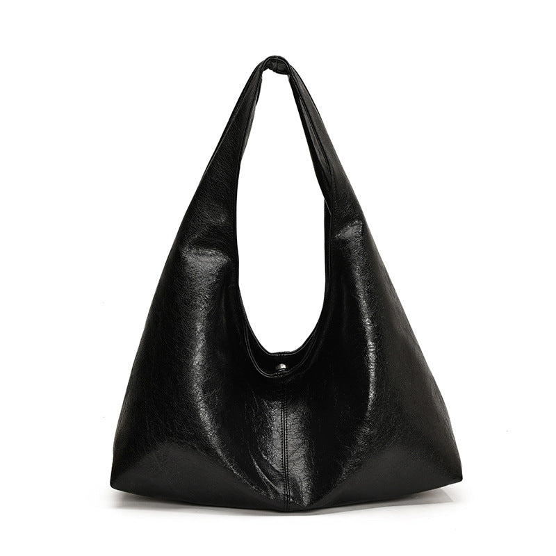 Glossy Wide Strap Hobo Shoulder Bag