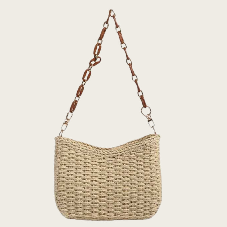Women Handmade Straw Woven Shoulder Bag, Large Capacity Paper Beach Bag