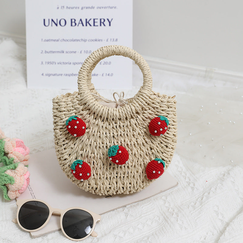 Strawberry Straw Crossbody Cherry Woven Bag