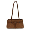 Elegant Suede Shoulder Bag with Buckle Detail