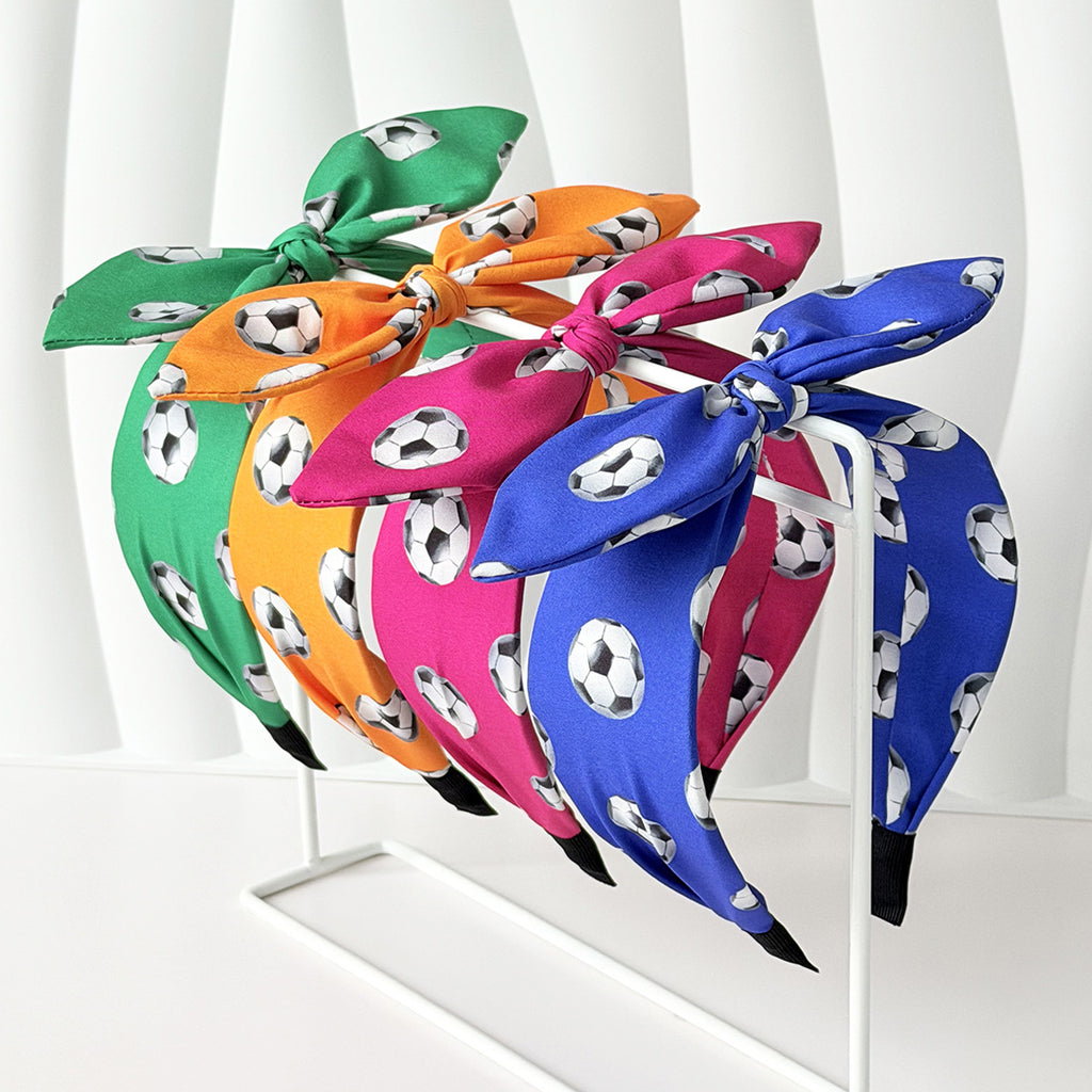 World Cup Football Print Bow Rabbit Ear Headband