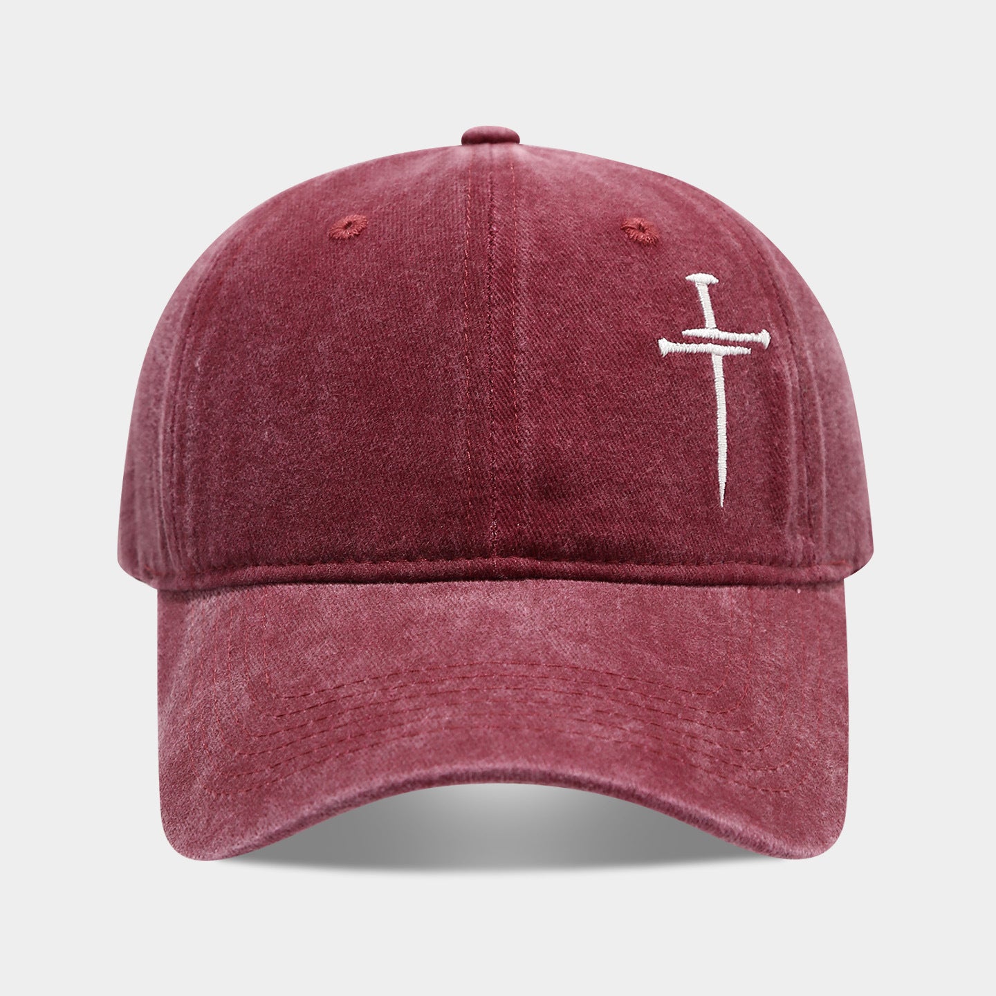Washed Retro Cotton Embroidered Cross Baseball Cap
