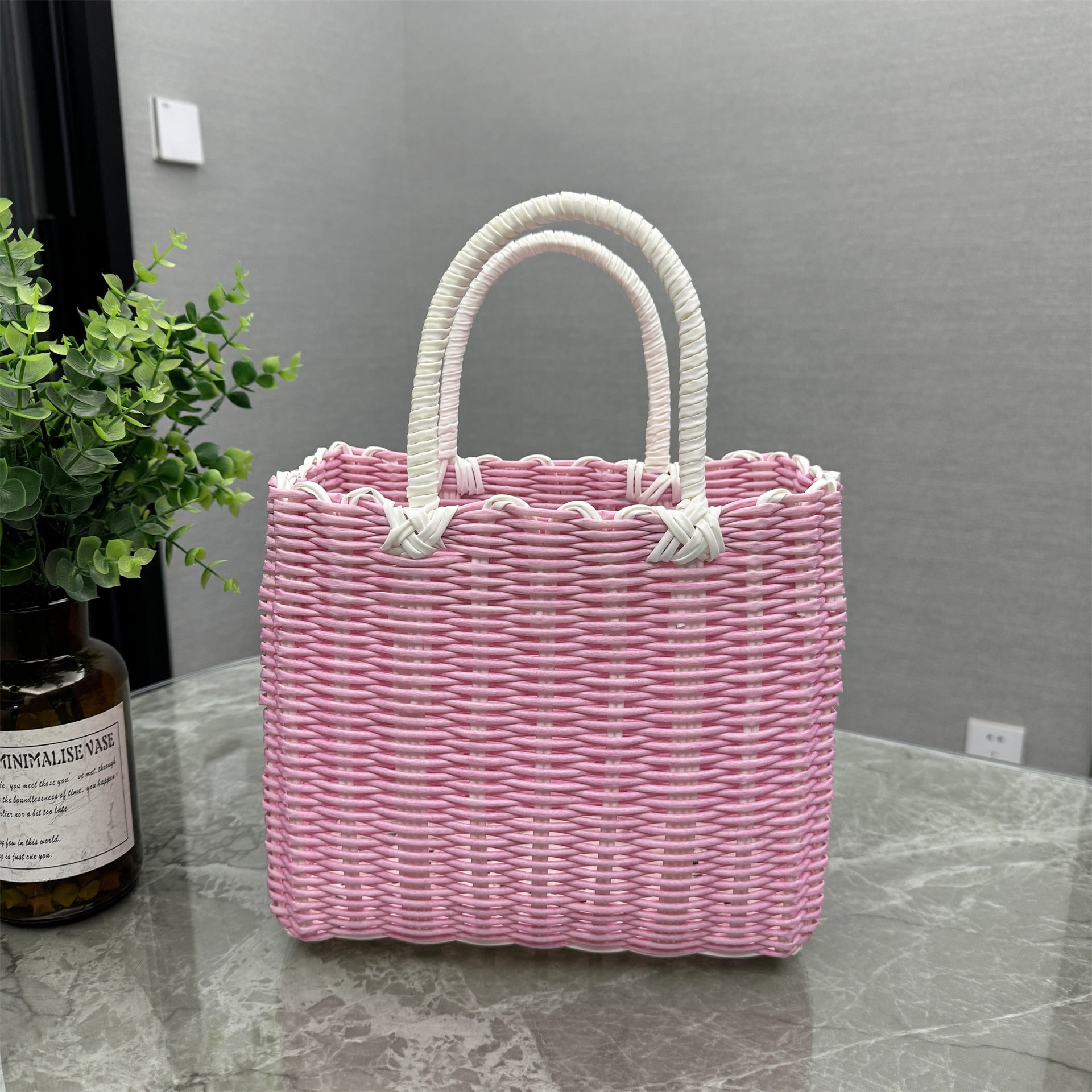 Plastic Woven Vegetable Basket Souvenir Handbag