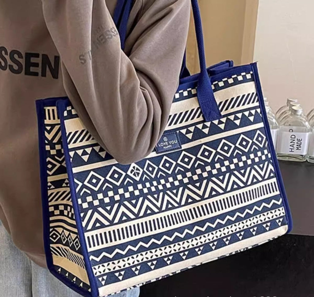 Women Large-Capacity Canvas Tote Bag Commuter One-Shoulder Mommy Bag