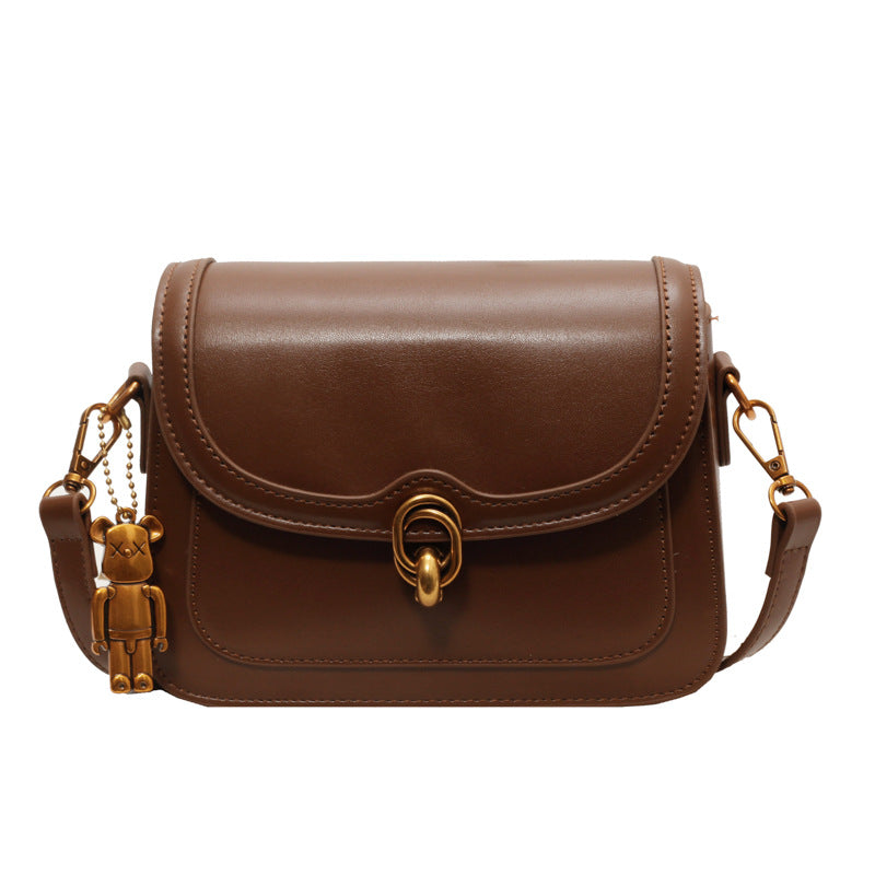 PU Leather Flap Crossbody Bag with Metal Clasp