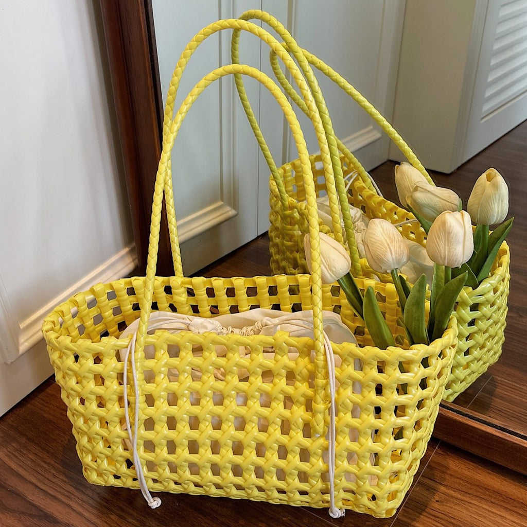 2026 Hollow Woven Summer Beach Shopping Shoulder Handheld Bag