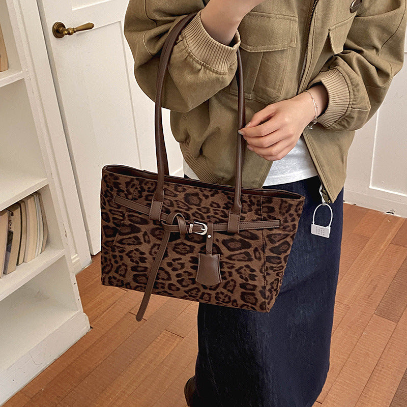 Premium Faux Suede Handbag with Belt Detail