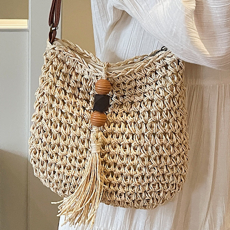 Women Trendy Bucket 2026 New Woven Crossbody Beach Small Bag