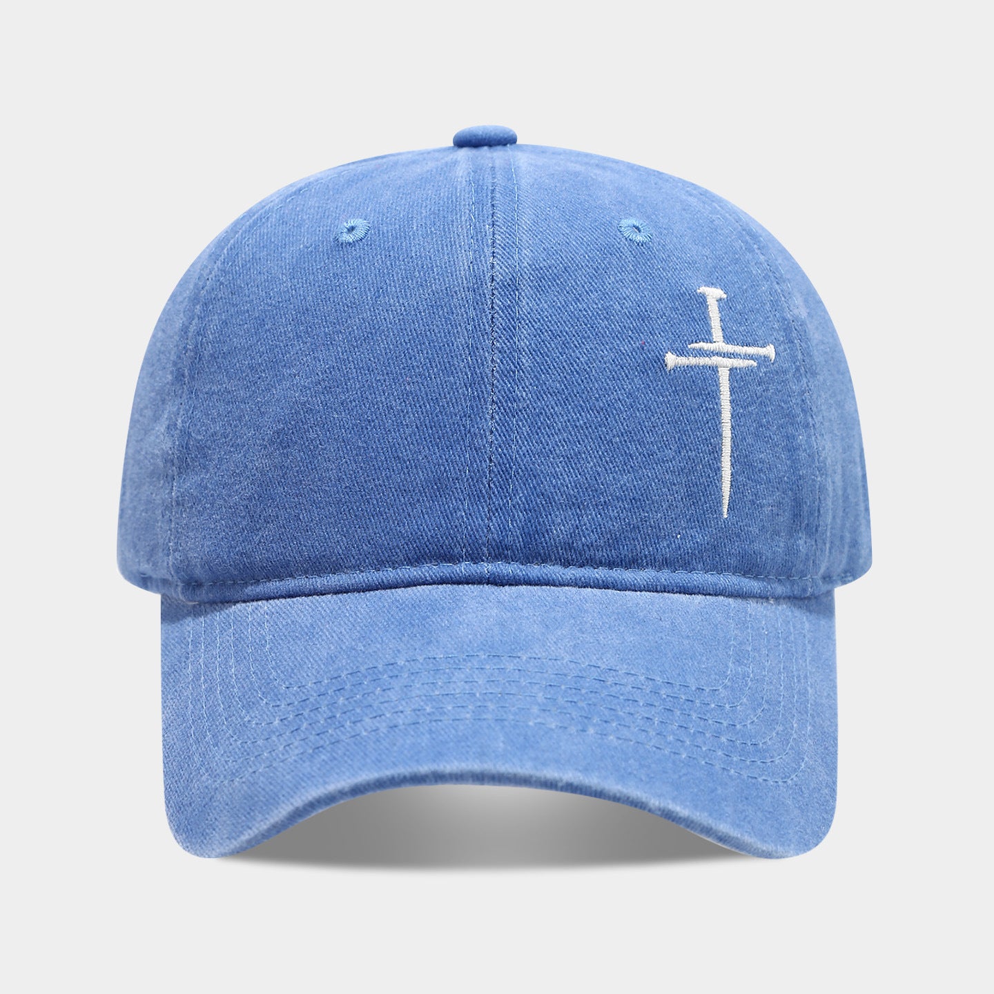 Washed Retro Cotton Embroidered Cross Baseball Cap