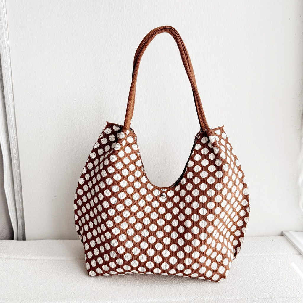 Knitted Pattern Shoulder Tote Bag