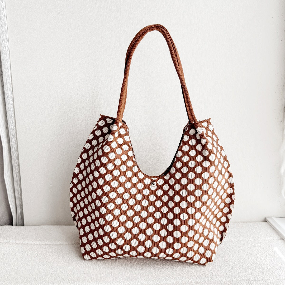 Knitted Pattern Shoulder Tote Bag