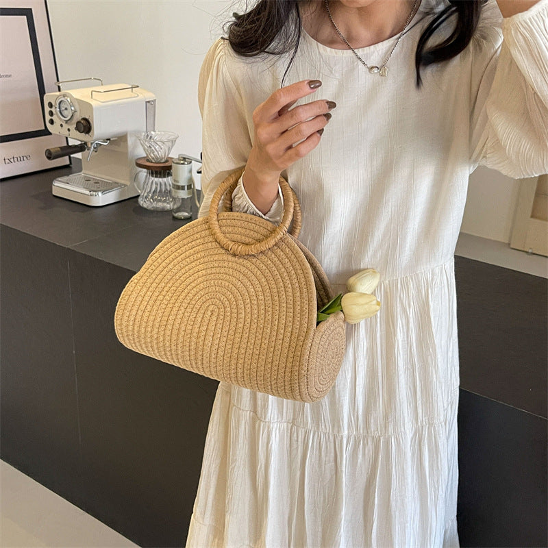 Women Woven Straw Large 2026 New Fashion Spring Shoulder Beach Shell Bag