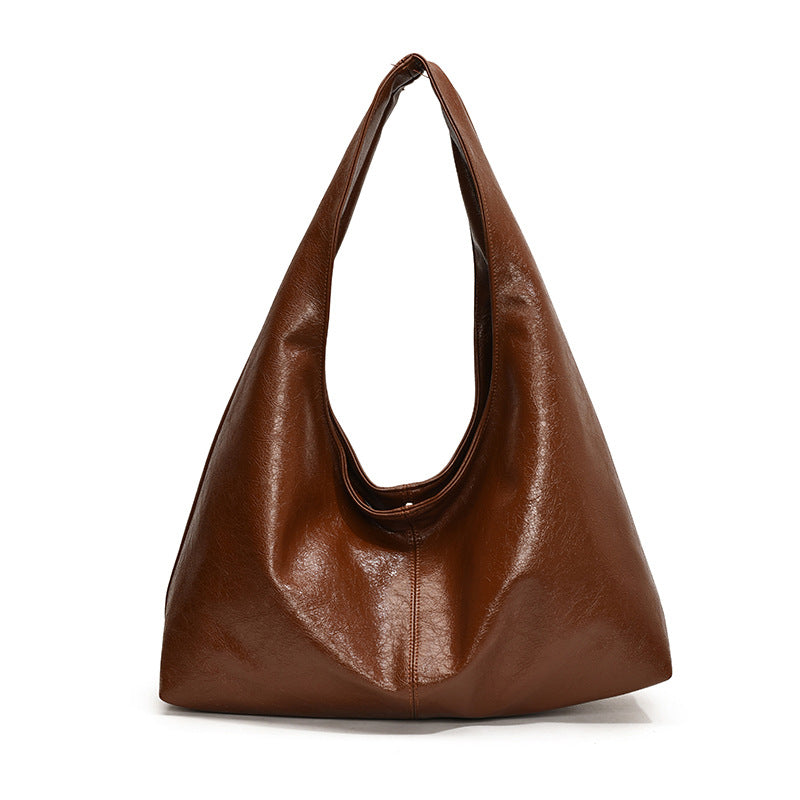 Glossy Wide Strap Hobo Shoulder Bag