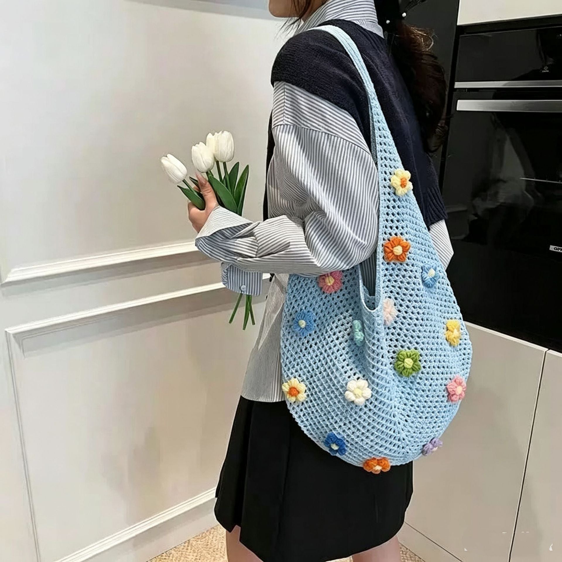Women Yarn 2026 New Hand Knit Underarm Unique Shoulder Commute Tote Bag