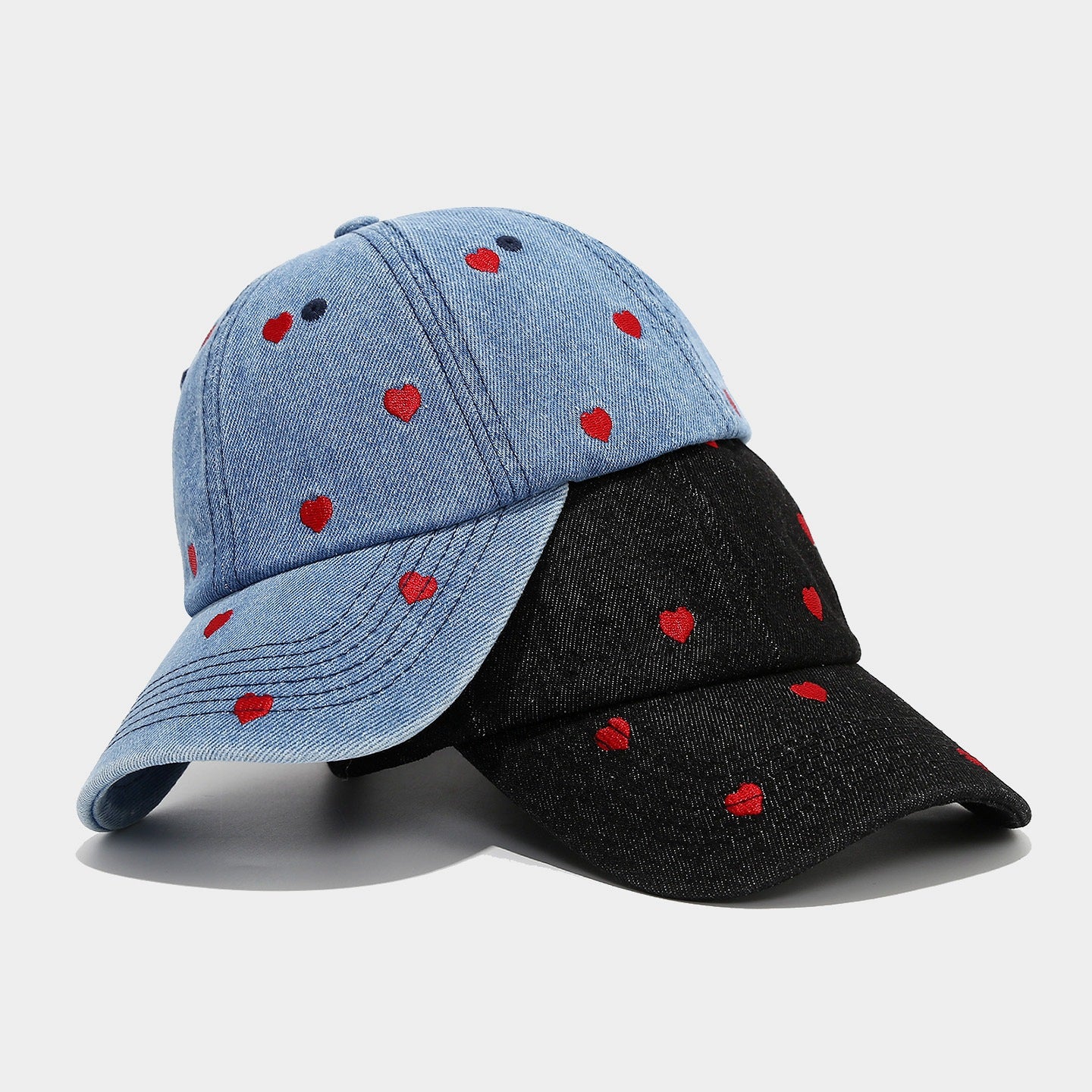 Love Embroidered Denim Baseball Cap