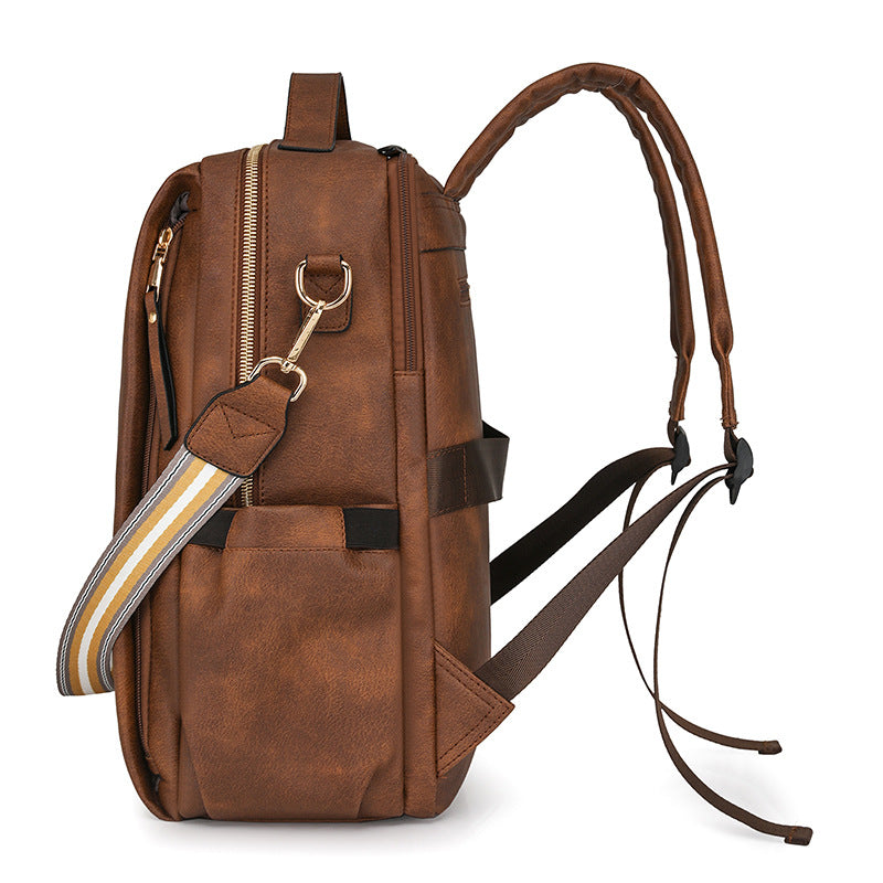 Women Fashion PU Business Backpack, Multifunctional Laptop Travel Bag