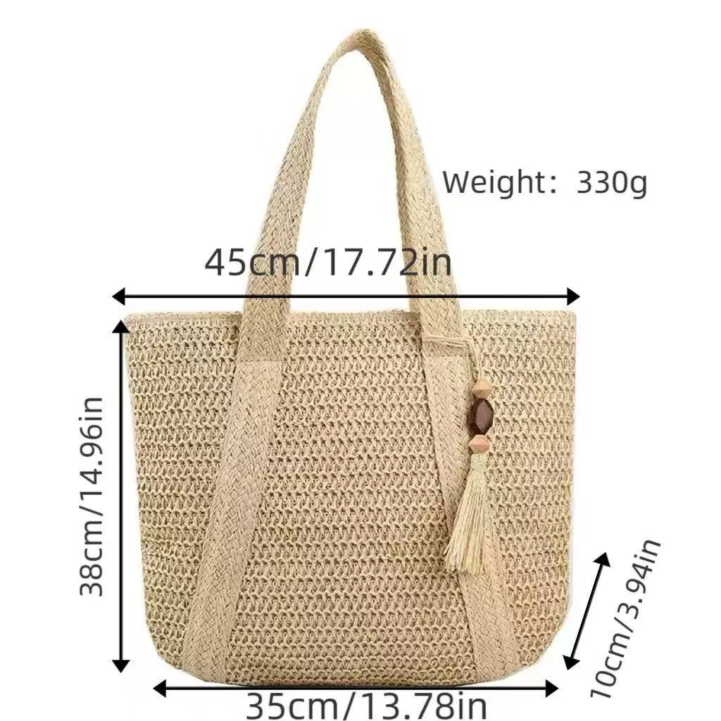 Summer Shoulder Straw Large Capacity Commuter Tote Bag