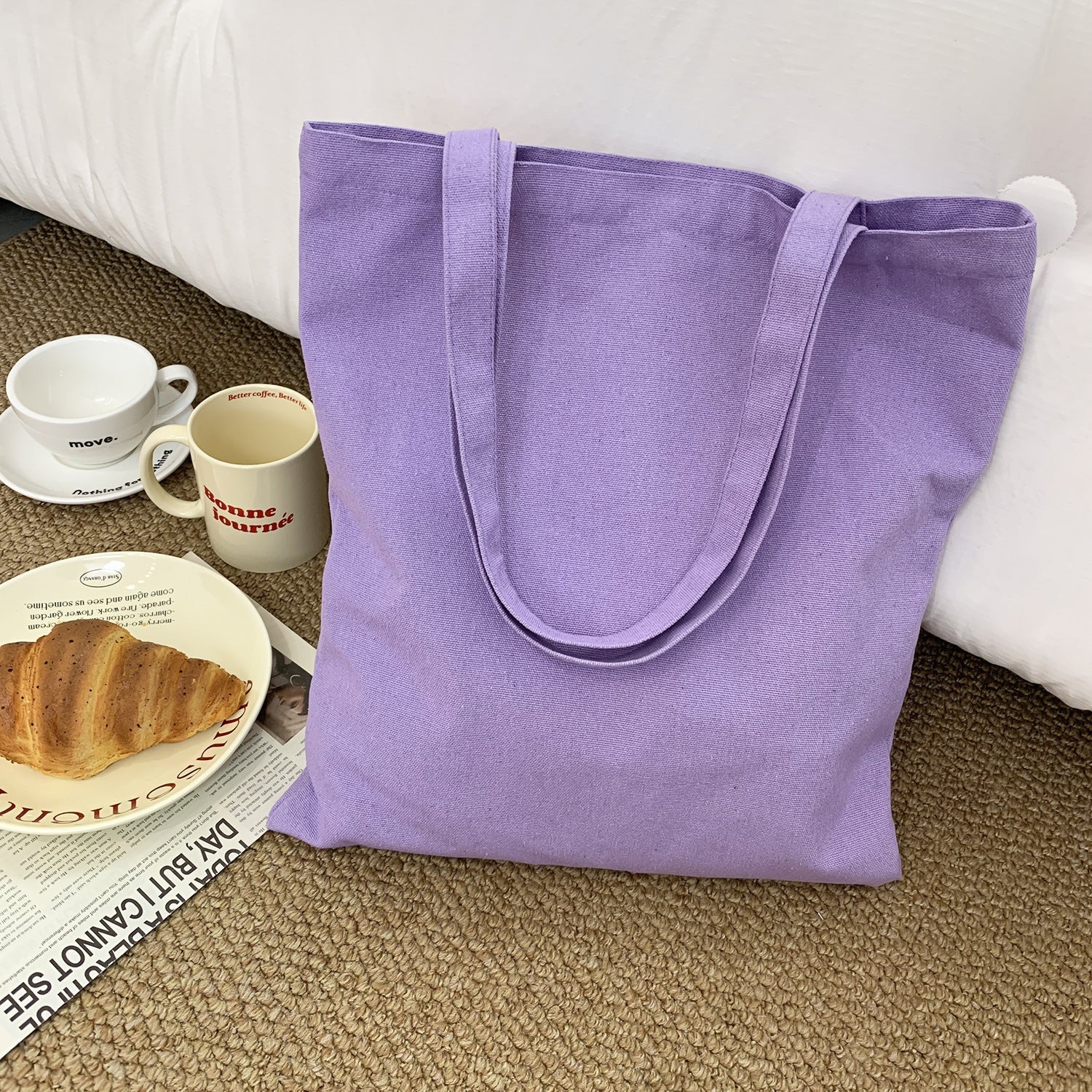 2026 Women  Colored Blank Canvas Tote Bag